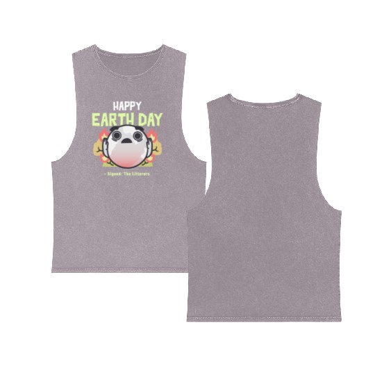 Funny Earth Day Meme - Signed by The Litterers Double Sided Mineral Wash Tank Tops