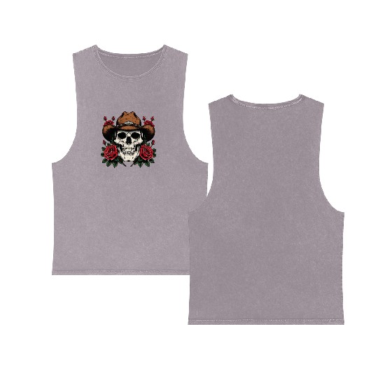 Cowgirl Spirit: Skull & Roses Double Sided Mineral Wash Tank Tops