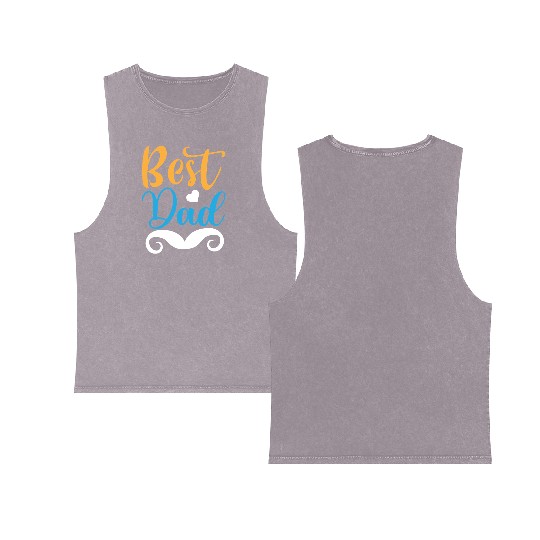Best Dad Bold Typography Double Sided Mineral Wash Tank Tops