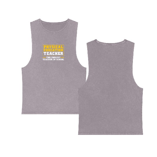 Physical Education Teacher Sports Coach Double Sided Mineral Wash Tank Tops