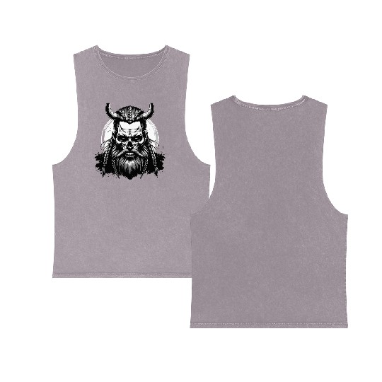 Viking Warrior Man Odin Thor Norman Walhalla Double Sided Mineral Wash Tank Tops