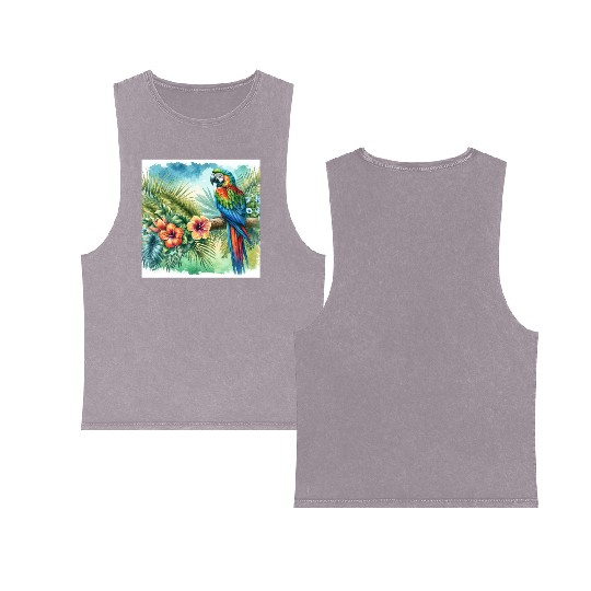 Majestic Macaw Parrot Double Sided Mineral Wash Tank Tops