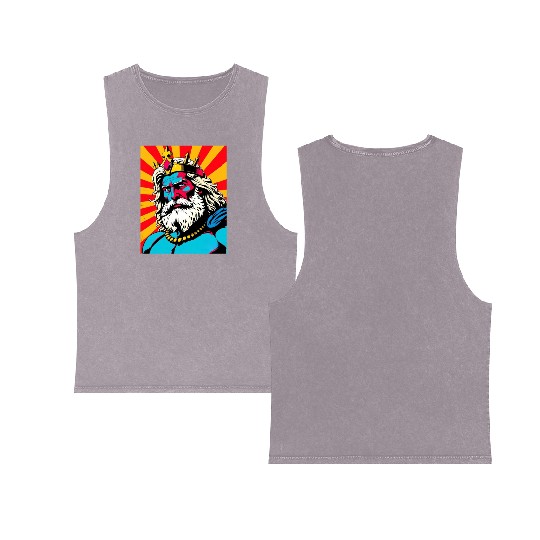 Bold Pop Art Zeus – Colorful Greek God Illustratio Double Sided Mineral Wash Tank Tops