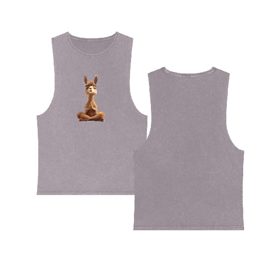Zen Llama Meditation Serenity Gentle Peaceful Double Sided Mineral Wash Tank Tops