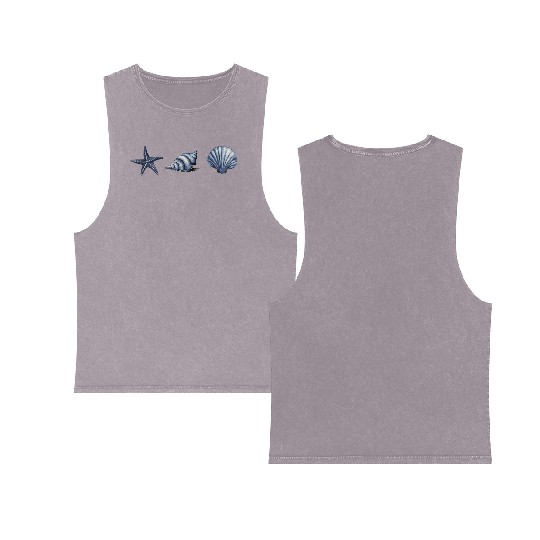 Cute Sea Creatures starfish Ocean Watercolor Double Sided Mineral Wash Tank Tops