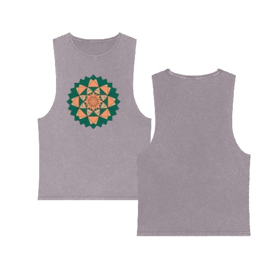 Abstract Starburst Mandala Double Sided Mineral Wash Tank Tops