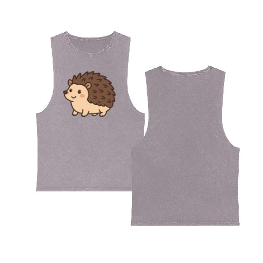 Happy Hedgehog with Big Eyes Double Sided Mineral Wash Tank Tops