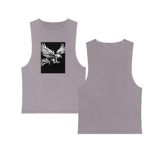 White Tribal Eagle Art Design" Double Sided Mineral Wash Tank Tops