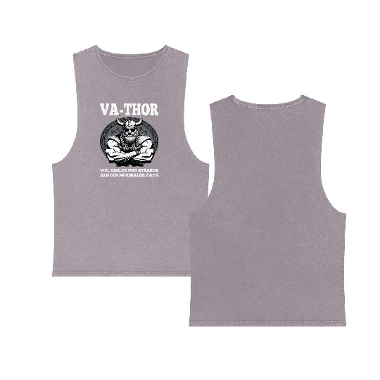 Viking Warrior Man Odin Thor Norman Walhalla Double Sided Mineral Wash Tank Tops