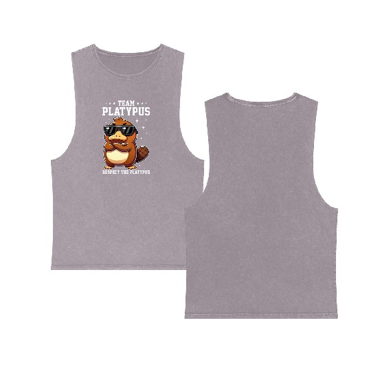 Funny Team Platypus Respect The Platypus Cool Double Sided Mineral Wash Tank Tops