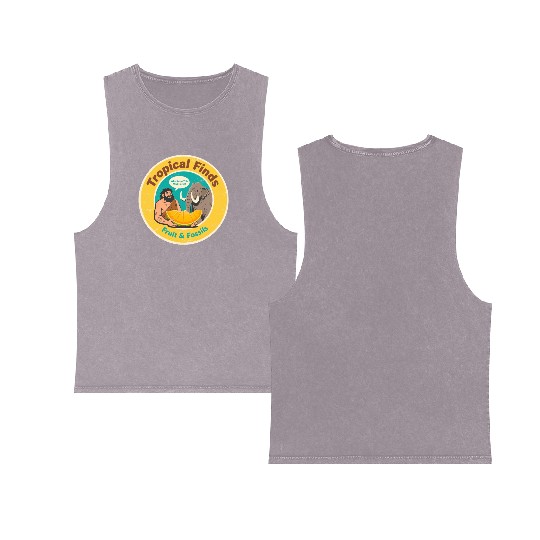 Caveman Mammoth Retro Ancient Fruit Discovery Double Sided Mineral Wash Tank Tops