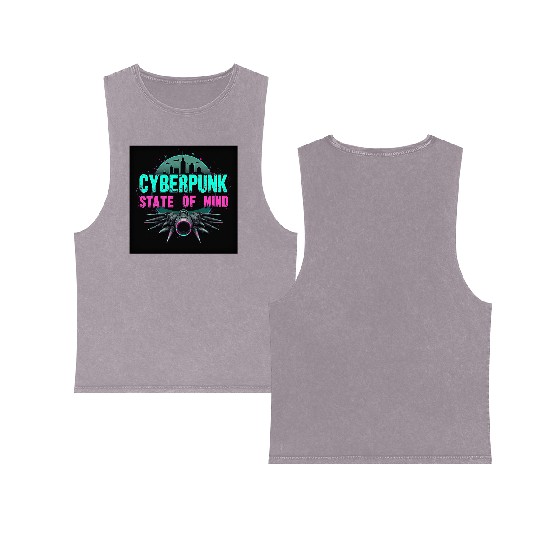 Cyberpunk State of Mind Double Sided Mineral Wash Tank Tops