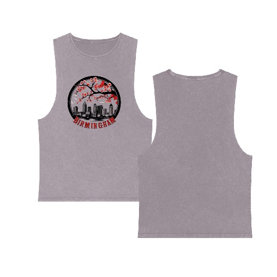 Birmingham City Albm skyline USA Double Sided Mineral Wash Tank Tops