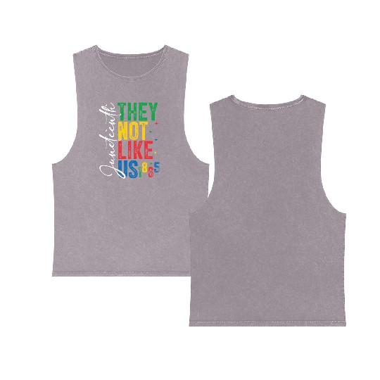 They Not Like Us Juneteenth Double Sided Mineral Wash Tank Tops