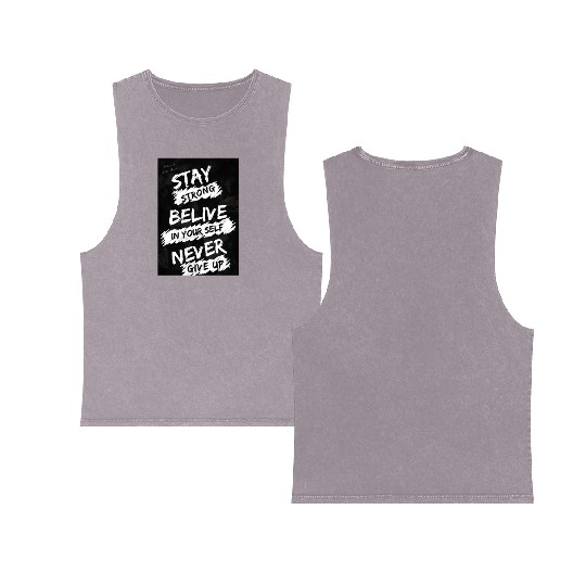 Never Give Up – Motivational Quote Double Sided Mineral Wash Tank Tops