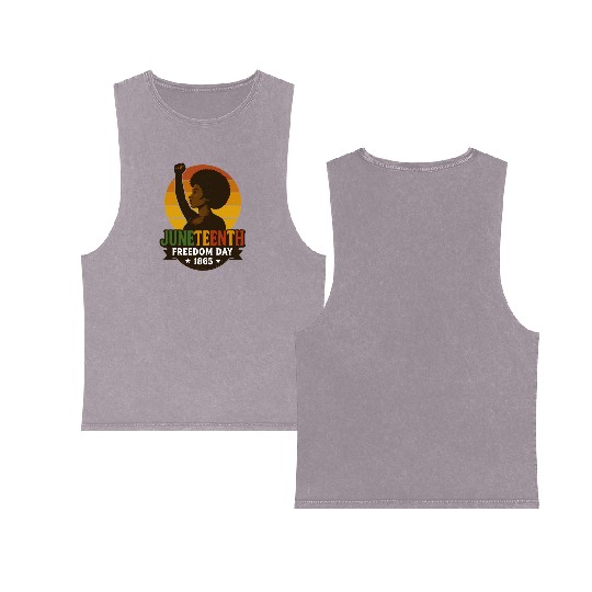 Juneteenth Freedom Day 1865 Black History Pride Double Sided Mineral Wash Tank Tops