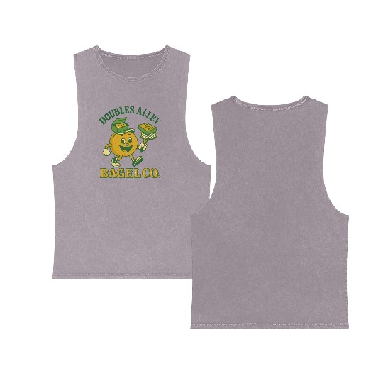 Funny Tennis Humor Double Sided Mineral Wash Tank Tops - Doubles Alley Bagel Co.