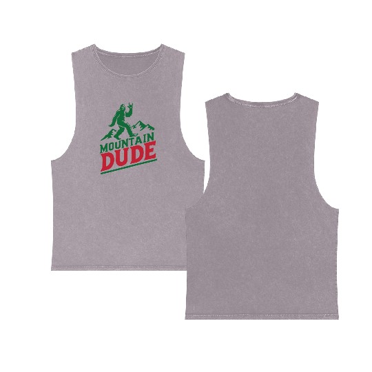 Mountain Dude Bigfoot Hiker Bigfoot Camp Double Sided Mineral Wash Tank Tops