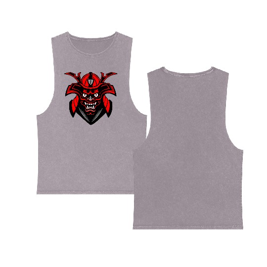 Menpō Mask – Red Black Samurai Look Double Sided Mineral Wash Tank Tops