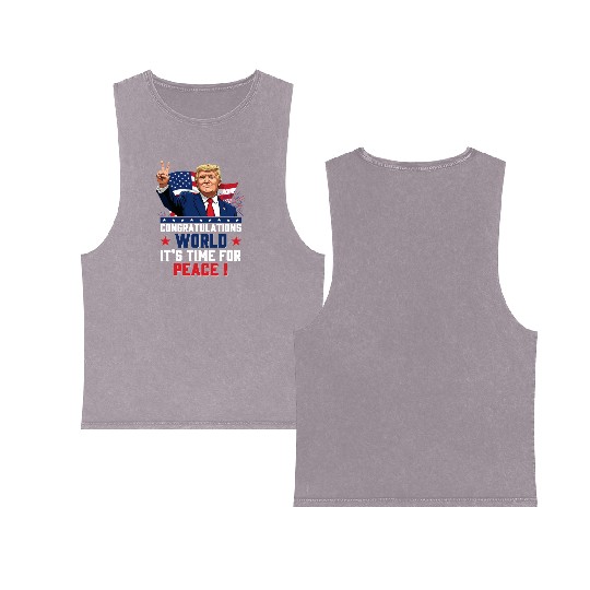 Congratulations world, It's time for peace! Double Sided Mineral Wash Tank Tops