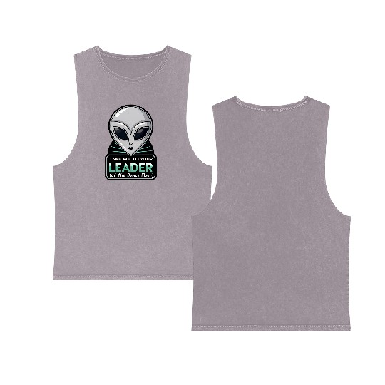Take Me To Your Leader Alien Rave Retro 2000s Y2K Double Sided Mineral Wash Tank Tops