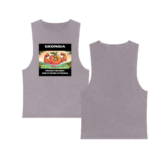 Georgia Peach State Art Double Sided Mineral Wash Tank Tops