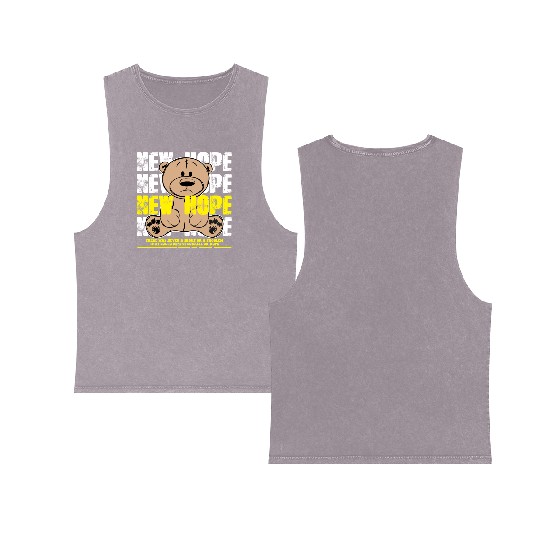 New Hope No More Teddy Bear Double Sided Mineral Wash Tank Tops