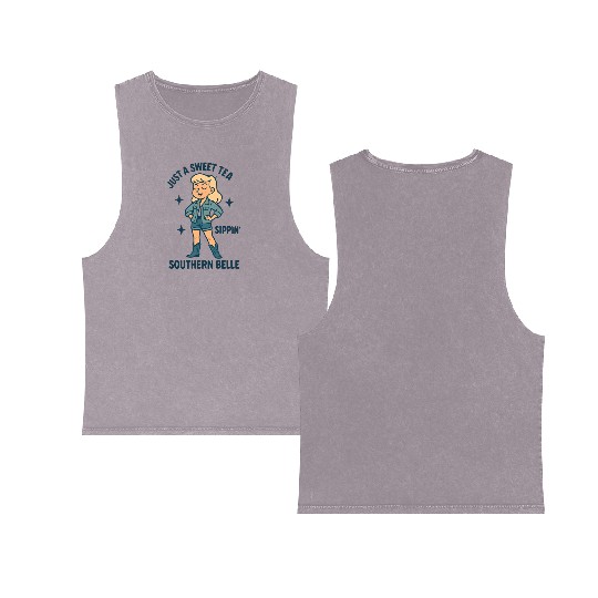 Sweet Tea Southern Belle Double Sided Mineral Wash Tank Tops
