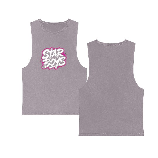 Satar Boy Graffiti Streetwear Double Sided Mineral Wash Tank Tops