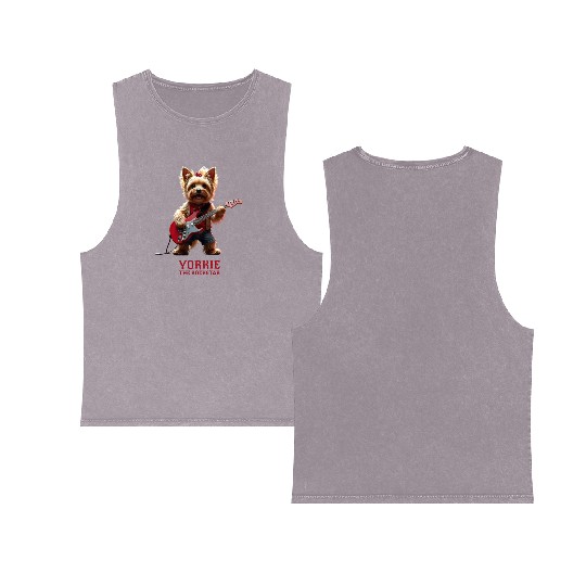 Yorkie the Rockstar Double Sided Mineral Wash Tank Tops