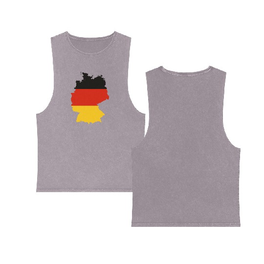 Black Red Gold Germany flag outline design Double Sided Mineral Wash Tank Tops