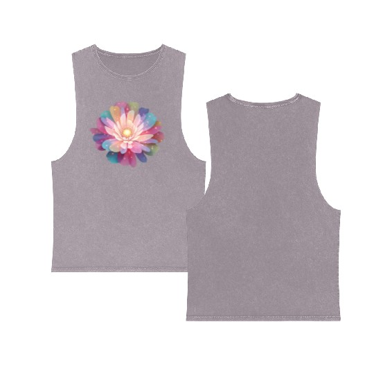 Ethereal Lotus Bloom Digital Art Double Sided Mineral Wash Tank Tops