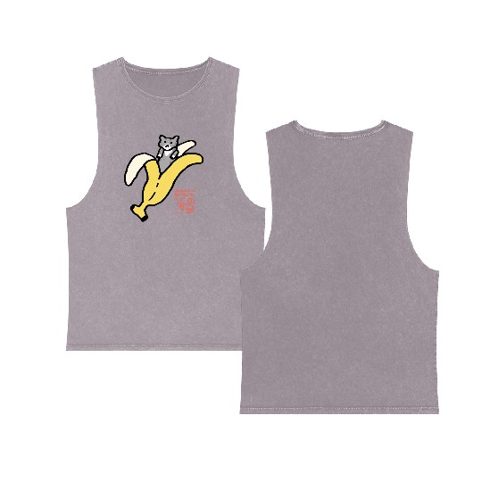 Bananyang - 020. Gray Spotted Tuxedo Double Sided Mineral Wash Tank Tops