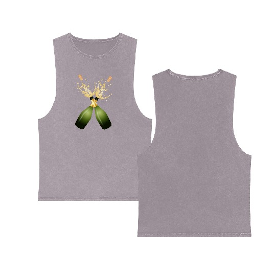 Two Champagne Bottles – for New Year's Eve & Party Double Sided Mineral Wash Tank Tops