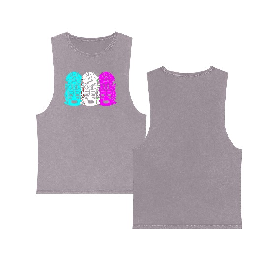 Mayan And Aztec Symbol Aztec Inca Double Sided Mineral Wash Tank Tops