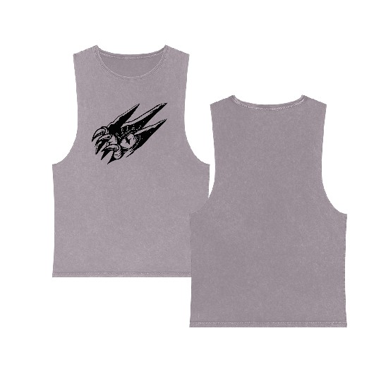 Dark Dragon Claw Emblem Print Double Sided Mineral Wash Tank Tops