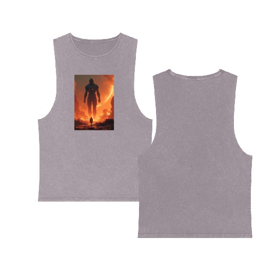 Giant Alien Overwatch Scene Double Sided Mineral Wash Tank Tops