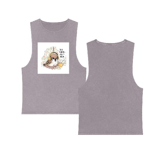 "Social Sparrow – Anxiety Parrow" Double Sided Mineral Wash Tank Tops