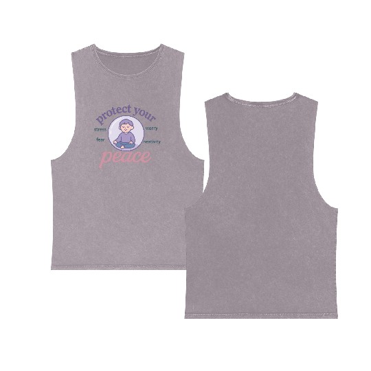 Serene Peaceful Meditation Design Double Sided Mineral Wash Tank Tops