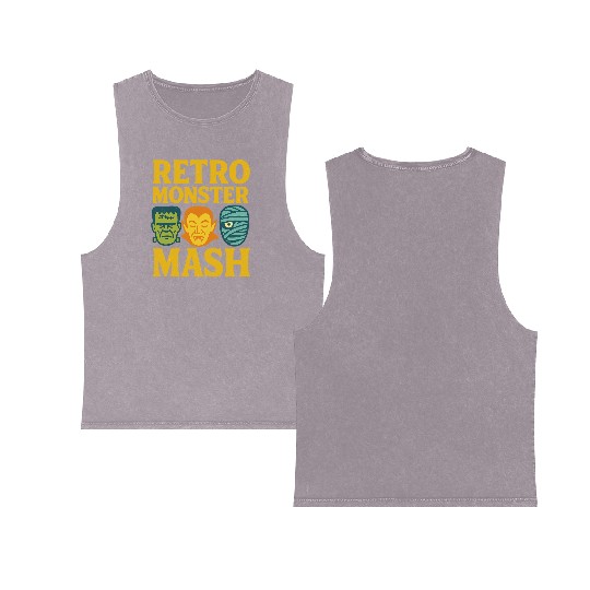 Retro Monster Mash Double Sided Mineral Wash Tank Tops Design