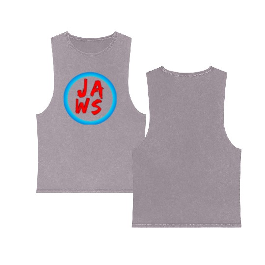 Vibrant Graffiti Style JAWS Logo Double Sided Mineral Wash Tank Tops