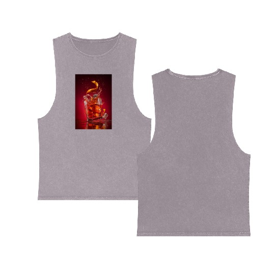 Splashing Negroni Cocktail Double Sided Mineral Wash Tank Tops