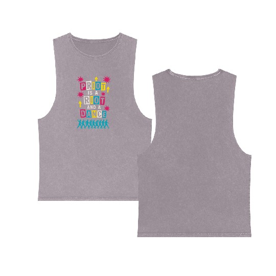 Queer Pride Queer Joy LGBTQ+ Affirmation Trans Double Sided Mineral Wash Tank Tops