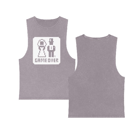 Game Over (Wedding Stag Party Night, Pixel, NEG W) Double Sided Mineral Wash Tank Tops