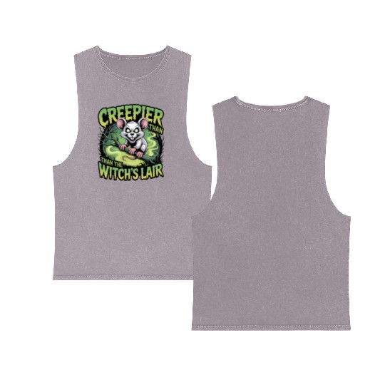 Creeper Mouse in Witch's Lair Design Double Sided Mineral Wash Tank Tops