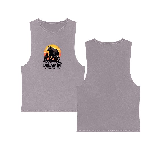 California Dreamin’ – World Cup 2026 Soccer Bear F Double Sided Mineral Wash Tank Tops