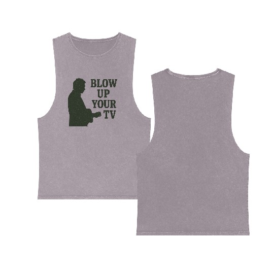Blow Up Your TV! Dark Green Double Sided Mineral Wash Tank Tops