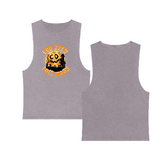 Halloween Boo Crew Full Moon Double Sided Mineral Wash Tank Tops