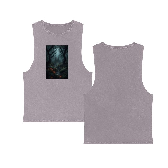Enchanted Forest Castle Scene Double Sided Mineral Wash Tank Tops