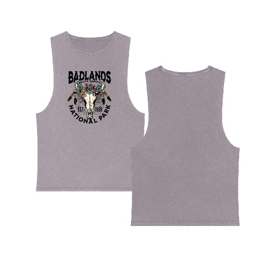 Badlands National Park South Dakota Nature Buffalo Double Sided Mineral Wash Tank Tops